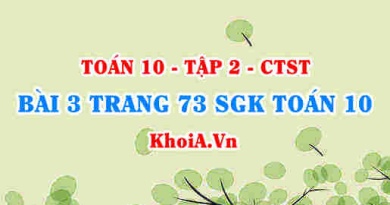 Bài 3 trang 73 SGK Toán 10 tập 2 Chân trời sáng tạo